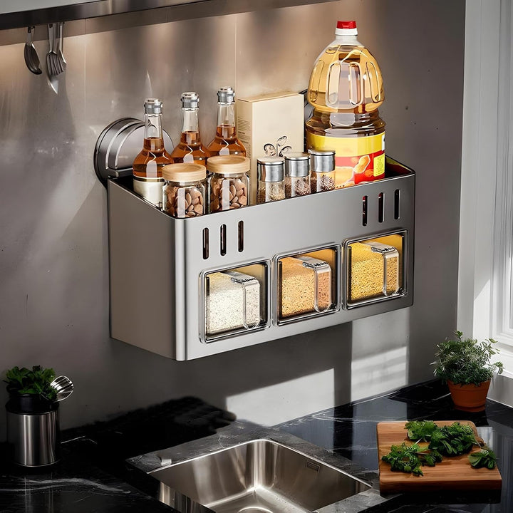 Generisch Flavoring Shelf, Sauce Container Rack, Culinary Storage | Two-Tier Structure, Leakproof Se