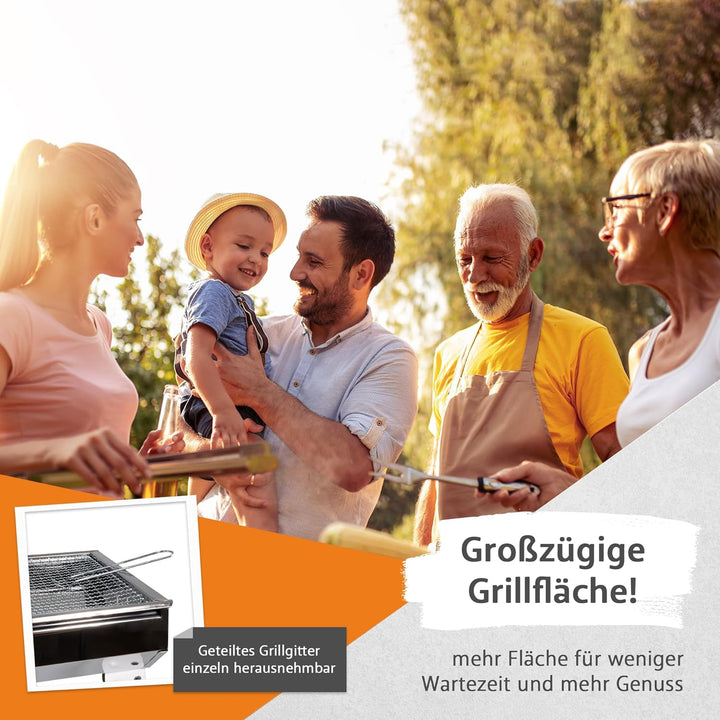 Lemodo Faltbarer Holzkohlegrill – Tragbarer Campinggrill klappbar, Edelstahl-Grill für Outdoor, Pick