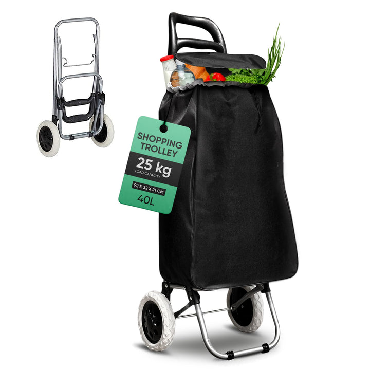 DS Lux Hocheffizienter Einkaufstrolley - 40 Liter Kapazität, 25 kg Belastbar, Verschliessbare Reissv