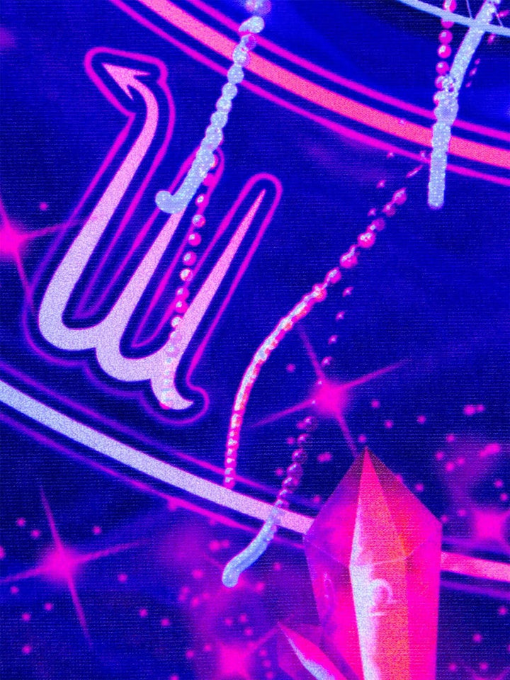 PSYWORK Schwarzlicht Stoffposter Neon | Zodiac Signs Violet | 0,75 x 0,75m | UV-aktiv | fluoresziere