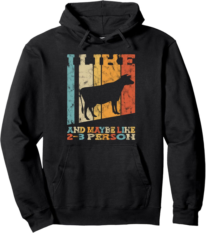 I Like Cows and maybe Like 2-3 Person retro Pullover Hoodie