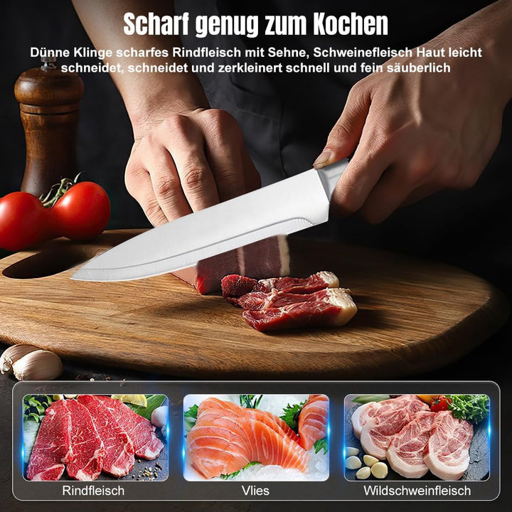 6-Piece Knife Set, Kitchen Knife Set with Knife Block - Stainless Steel Knife, with Ergonomic Handle