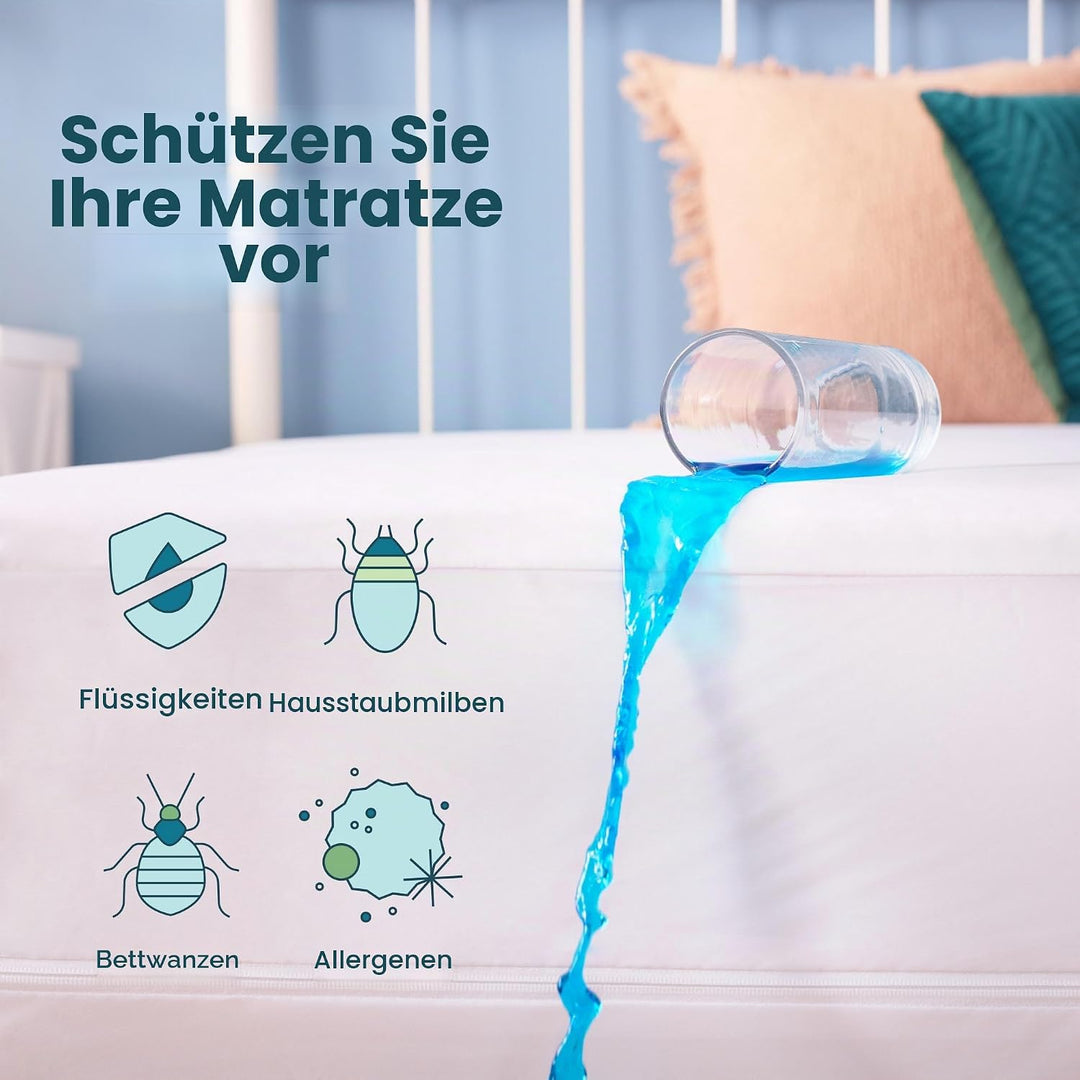 Linenspa Matratzenbezug mit Reissverschluss, wasserdicht und gegen Bettwanzen, geräuschloser und sau