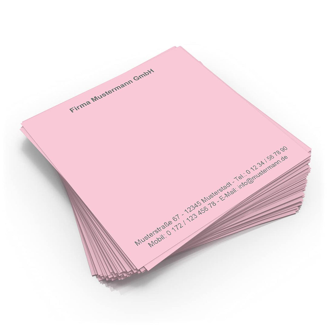 500 Notizzettel personalisiert in praktischer Zettelbox mit Stiftehalter 10 x 10 cm (hellrosa), hell