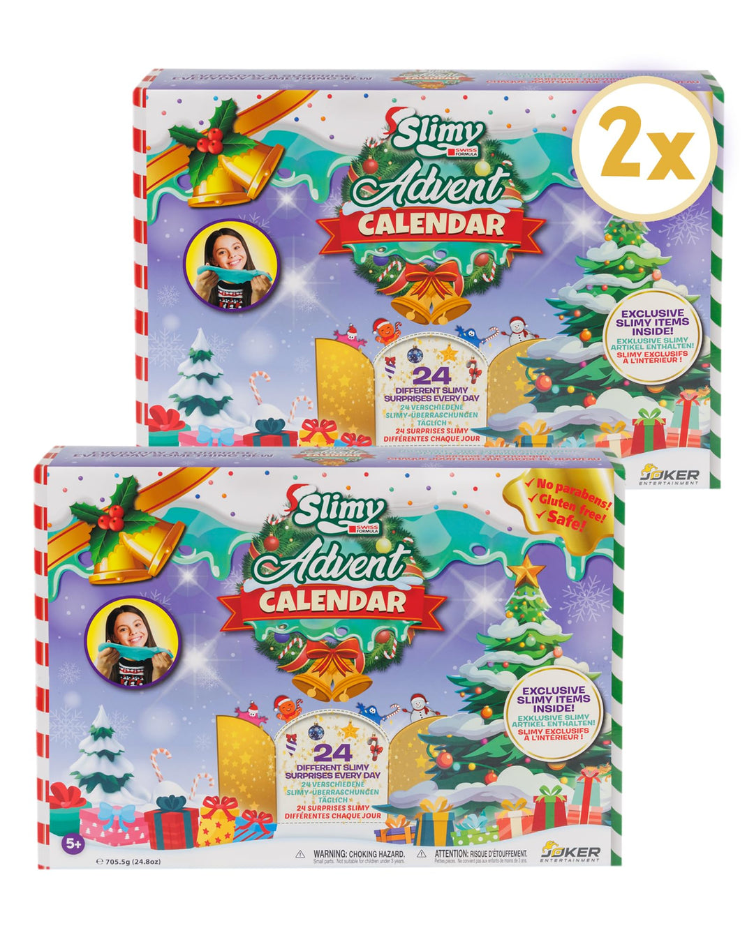 SLIMY Adventskalender Limited Edition mit 24 verschiedenen Spielmassen im DOPPELPACK - Original Slim