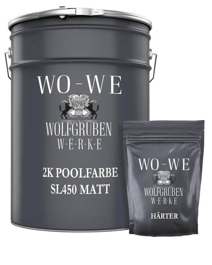 WO-WE 2K Poolfarbe Poolbeschichtung Schwimmbadfarbe MATT Reinweiss RAL9010-5kg RAL 9010 - Reinweiss