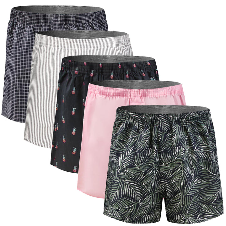 5Mayi Mens Boxers Shorts Multipack Woven Mens Underwear Pack Cotton Plaid Men&