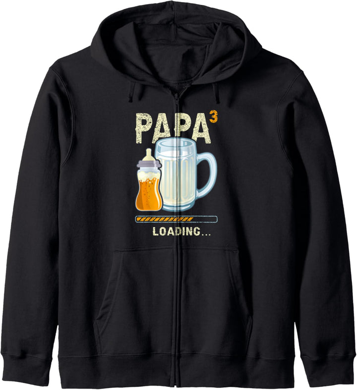 Werdender Papa, Drillinge, drittes Kind, Papa hoch 3 loading Kapuzenjacke