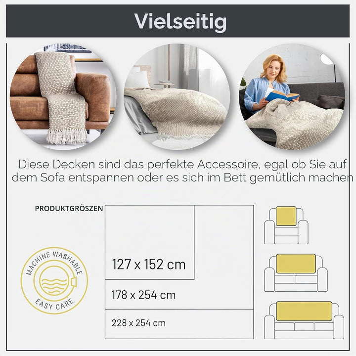 Emma Barclay Casablanca Scandi Überwurf, gewebt, recycelt, Baumwolle, für Sofa, Sofa, Bett, 70 x 100