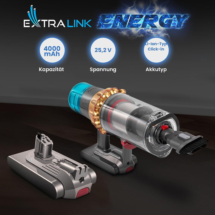 Extralink Akku für Dyson V15S Detect Submarine – 25,2V 4000mAh Ersatzakku, Lange Laufzeit, Li-Ion Ba