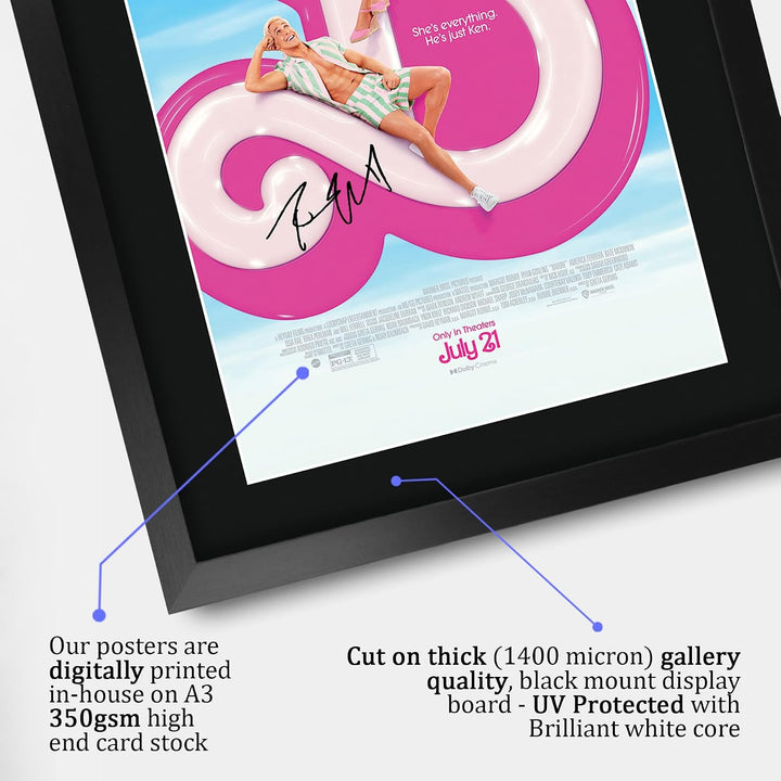 HWC Trading FR A3 The Barbie Movie Margot Robbie, Ryan Gosling Geschenke Geduckter Poster Signiertes