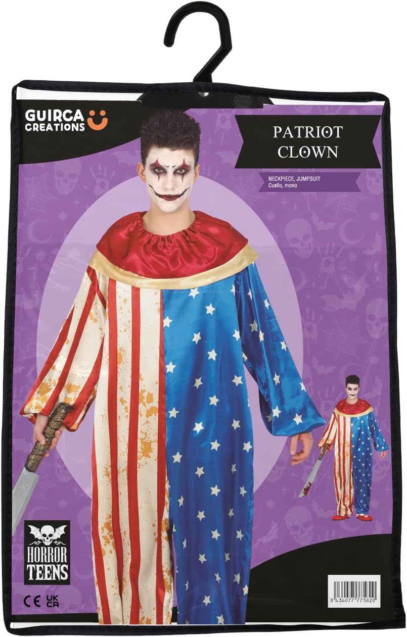 FIESTAS GUIRCA Böser Amerikanischer Clown Halloween Kostüm Herren – USA Horror Clown Kostüm Herren H