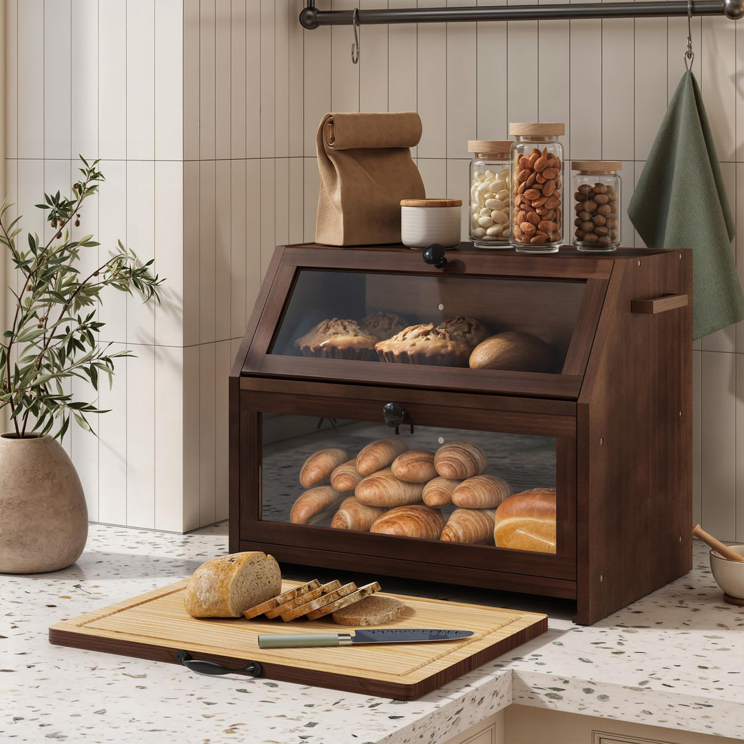 YOUDENOVA Brotkasten Eco Brotbox Brotkorb mit Schneidebrett Aufbewahrungsbox Küche Brotaufbewahrung