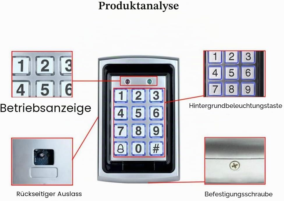 YAVIS Kit programmierbare RFID Zutrittskontrollsystem Metall Controller Tastatur, wasserdichte Schal