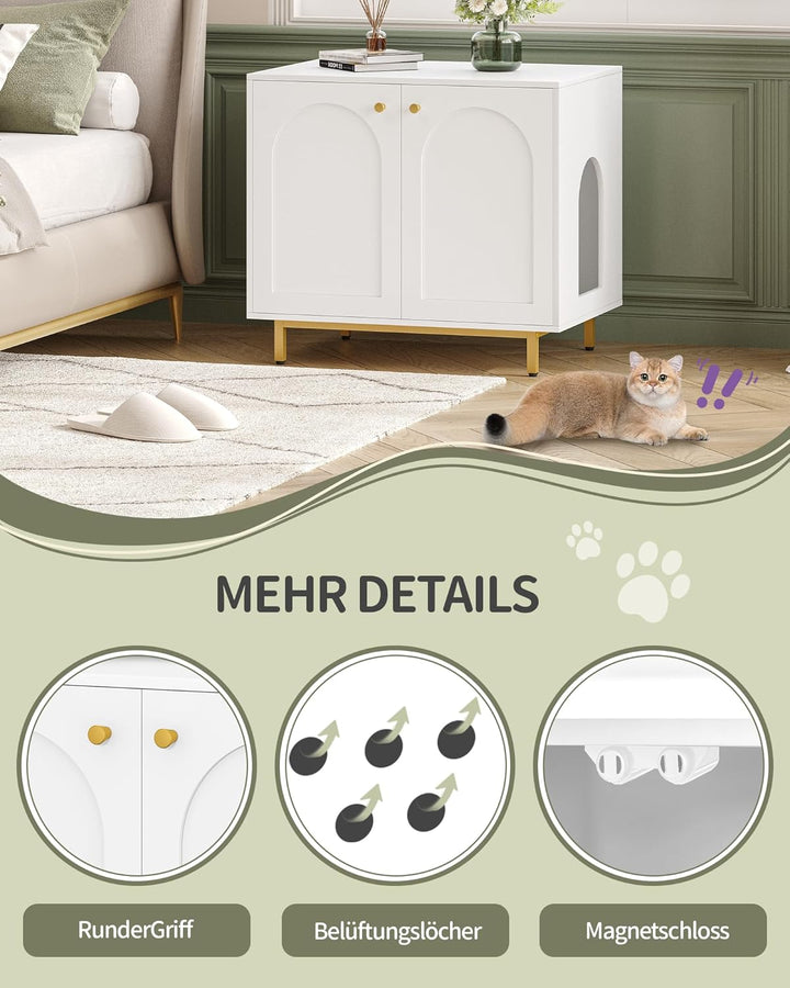 Hzuaneri Katzenschrank, Katzentoilette, Katzenklo Schrank, Katzenhaus mit Tür, Hölzerner Beistelltis