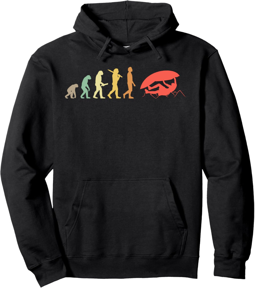 Retro Klettern Evolution Geschenk für Kletterer &amp; Boulderer Pullover Hoodie