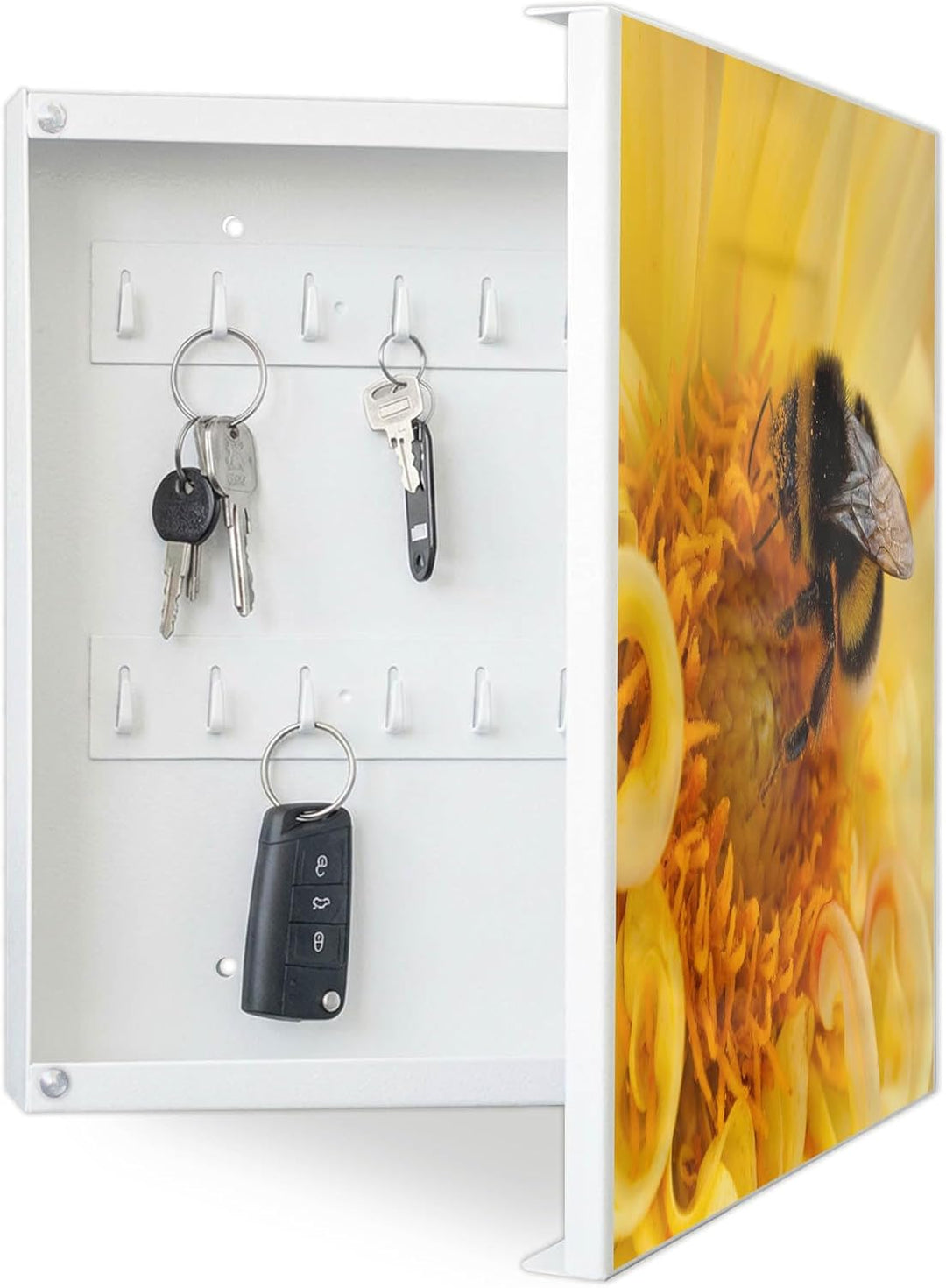banjado Grosser Schlüsselkasten Metall - Schlüsselbox 30x30cm beschreibbarer mit 32 Haken - Schlüsse