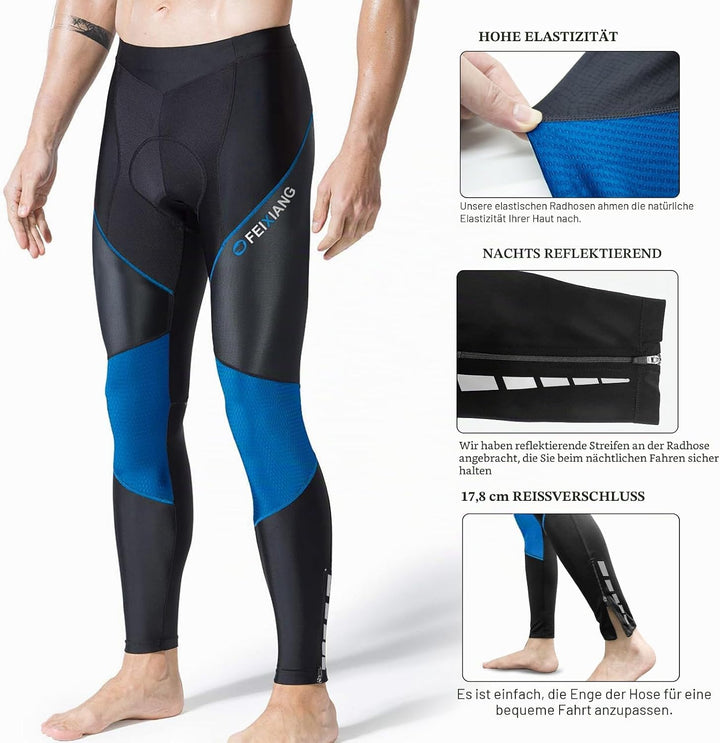 MEETWEE Herren Radlerhose Lange Fahrradhose, Kompression Radhose Leggings Radsport Hose für Männer E
