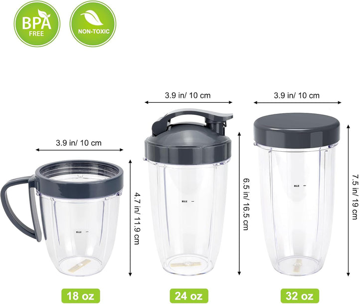 14 Stück Mixer-Ersatzteile Extraktor Klinge und Tassen für NutriBullet 600w &amp; 900w Serie, einschlies