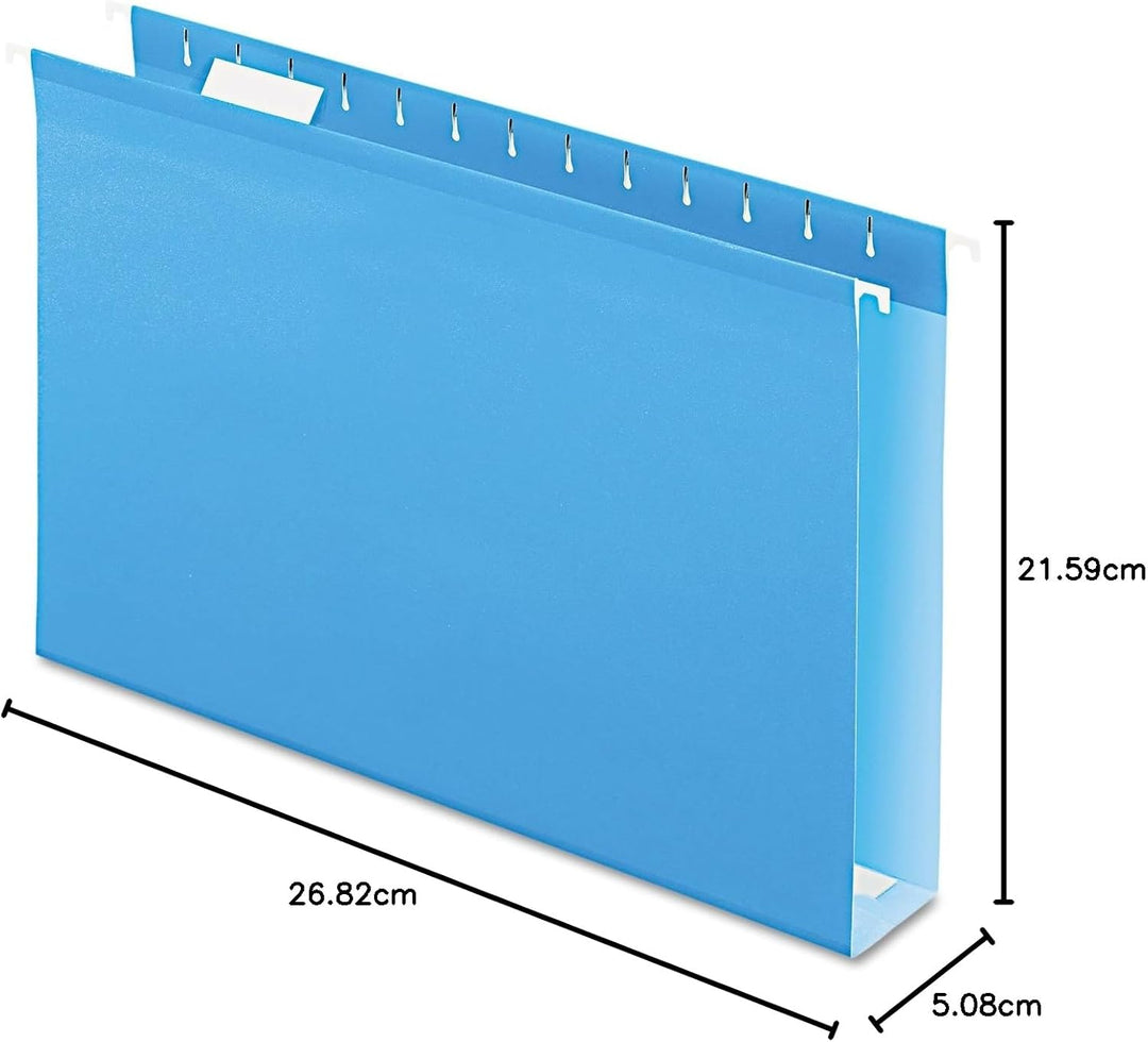 Pendaflex 04153X2 BLU Extra Capacity Verstärkte Hängemappen, 5,1 cm, legale Grösse, Blau, 1/5 Schnit
