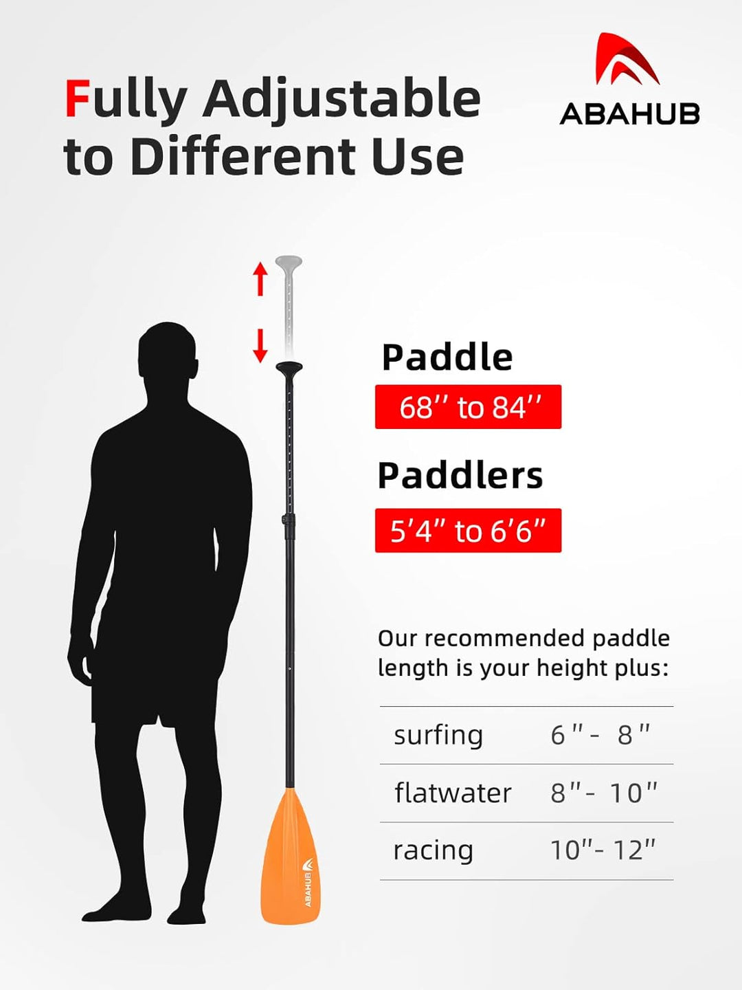 Abahub SUP Paddel / 2 in 1 Sup Kajak Paddel Aluminium Einstellbares Stand Up Paddle für Paddleboard,