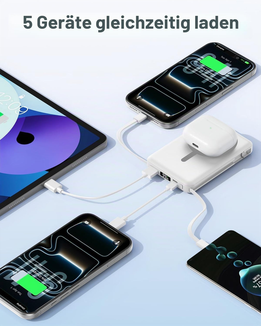 Powerbank für MagSafe, 10000mAh Magnetische Powerbank iPhone, Weiss Weiss 10000.0 Milliamperestunden