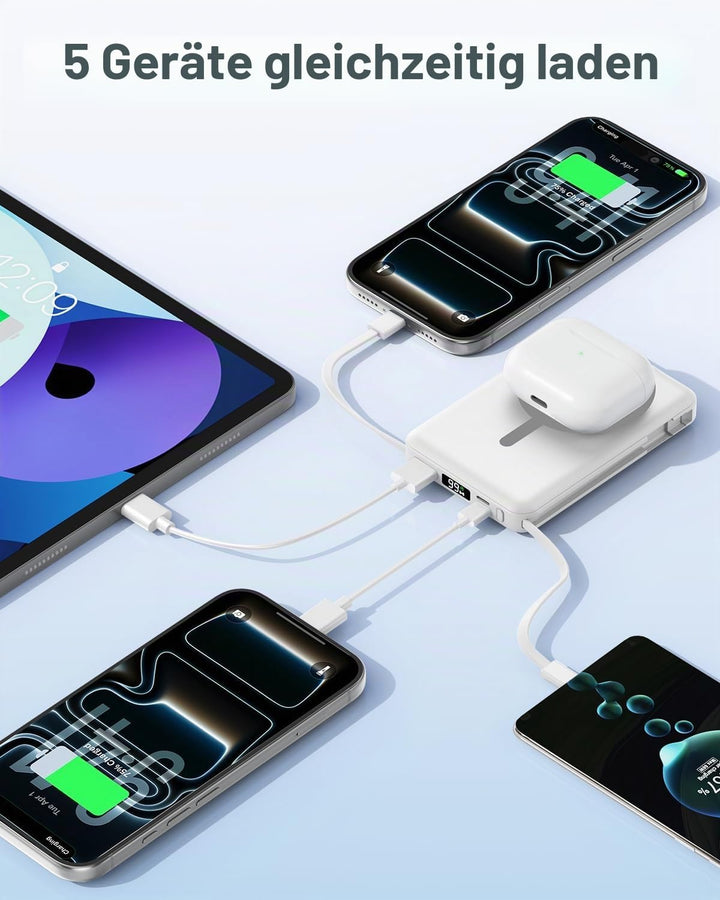 Powerbank für MagSafe, 10000mAh Magnetische Powerbank iPhone, Weiss Weiss 10000.0 Milliamperestunden