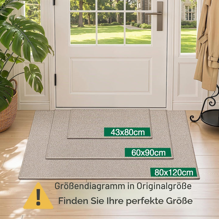 LUMI Extra Dünne Fussmatte Innen 60x90 cm, Eingangsmatte, Deep Beige Deep Beige 60 x 90 cm, Deep Bei