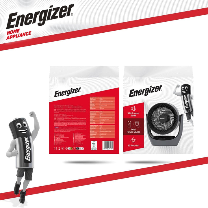 Energizer Tischventilator, leise, 35 dB, tragbar, wiederaufladbar, 3600 mAh, 9 Geschwindigkeitsstufe