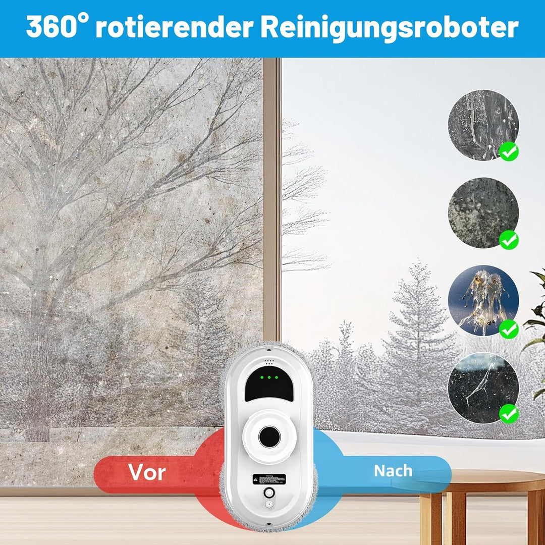 WIWOLER Fensterputzroboter, 5600Pa Automatischer Fensterreinigungsroboter Weiss, Weiss