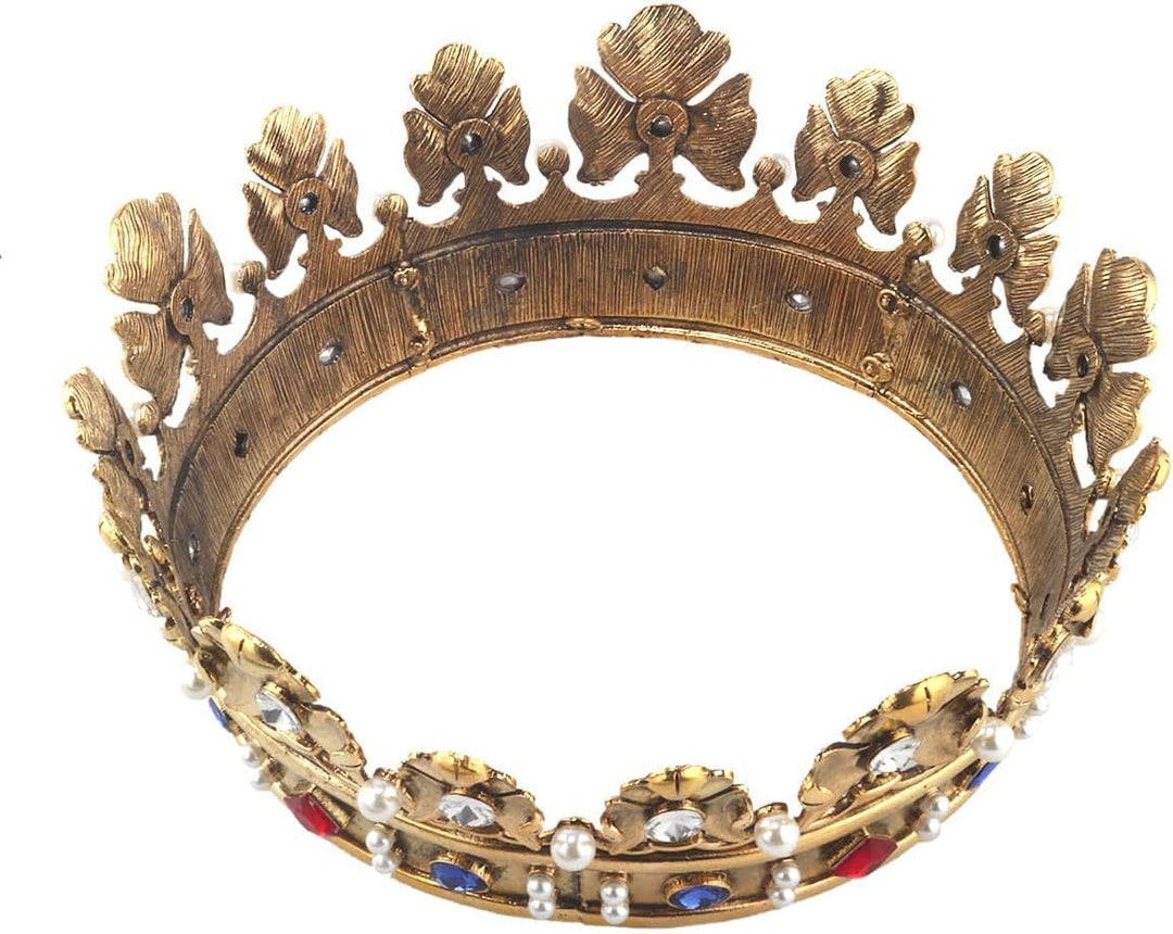 Barock Königskrone Herren Metall Prinz Haarkrone Vollkreis Geburtstag Party Haarschmuck für Cosplay