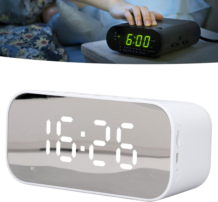 ASHATA Kleiner Digitaler Radiowecker, Wecker für Schlafzimmer, Dimmersteuerung, Dual-Alarm, UKW-Radi