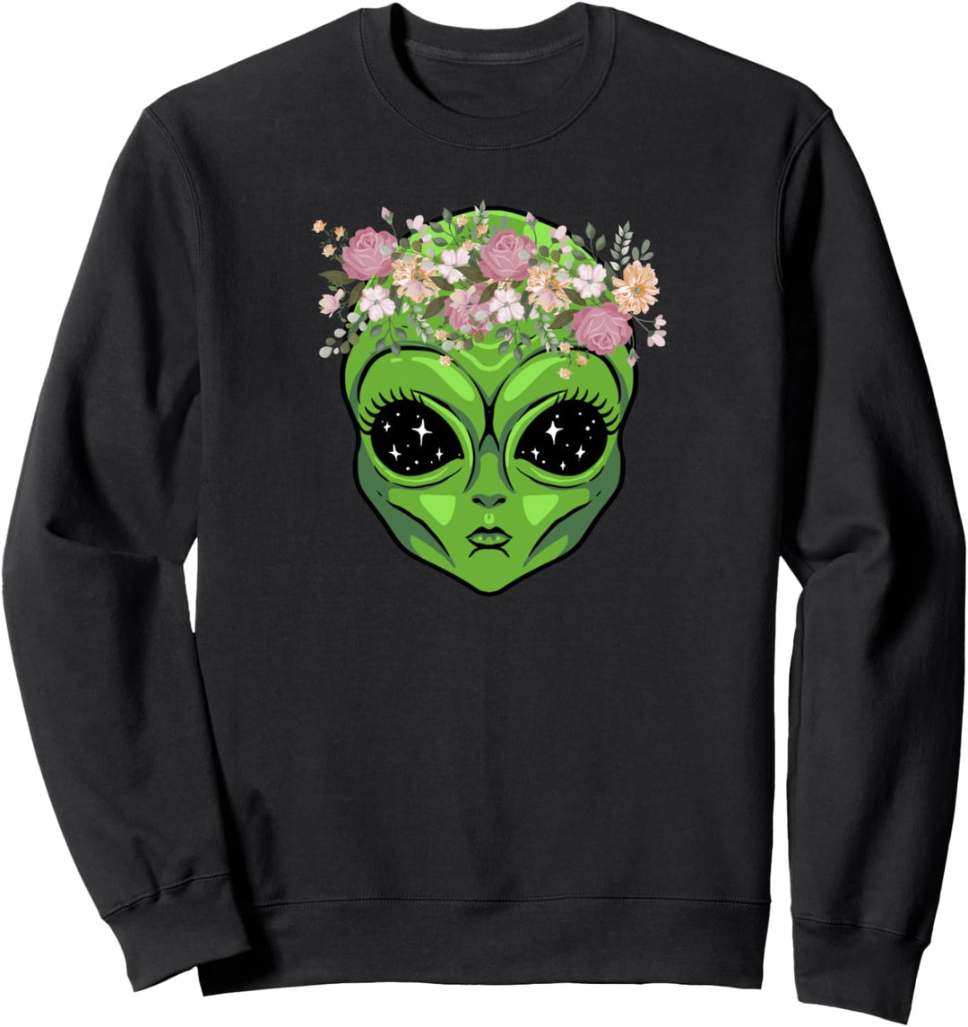 Alien Blumen UFO Weltraum Geschenk - Ausserirdischer Sweatshirt