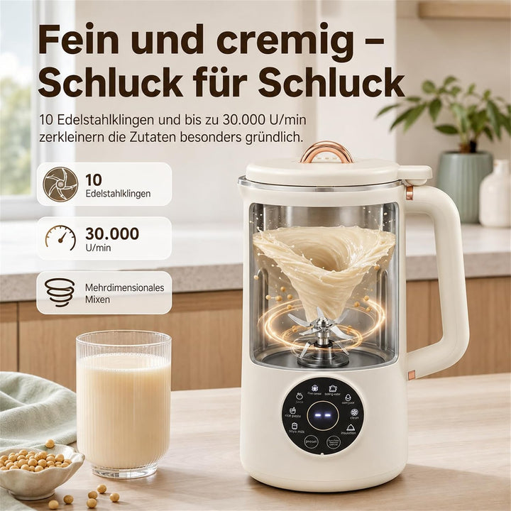 Sojamilchbereiter 1L Nussmilchmaschine Pflanzendrink Maker Mit 10 Klingen
