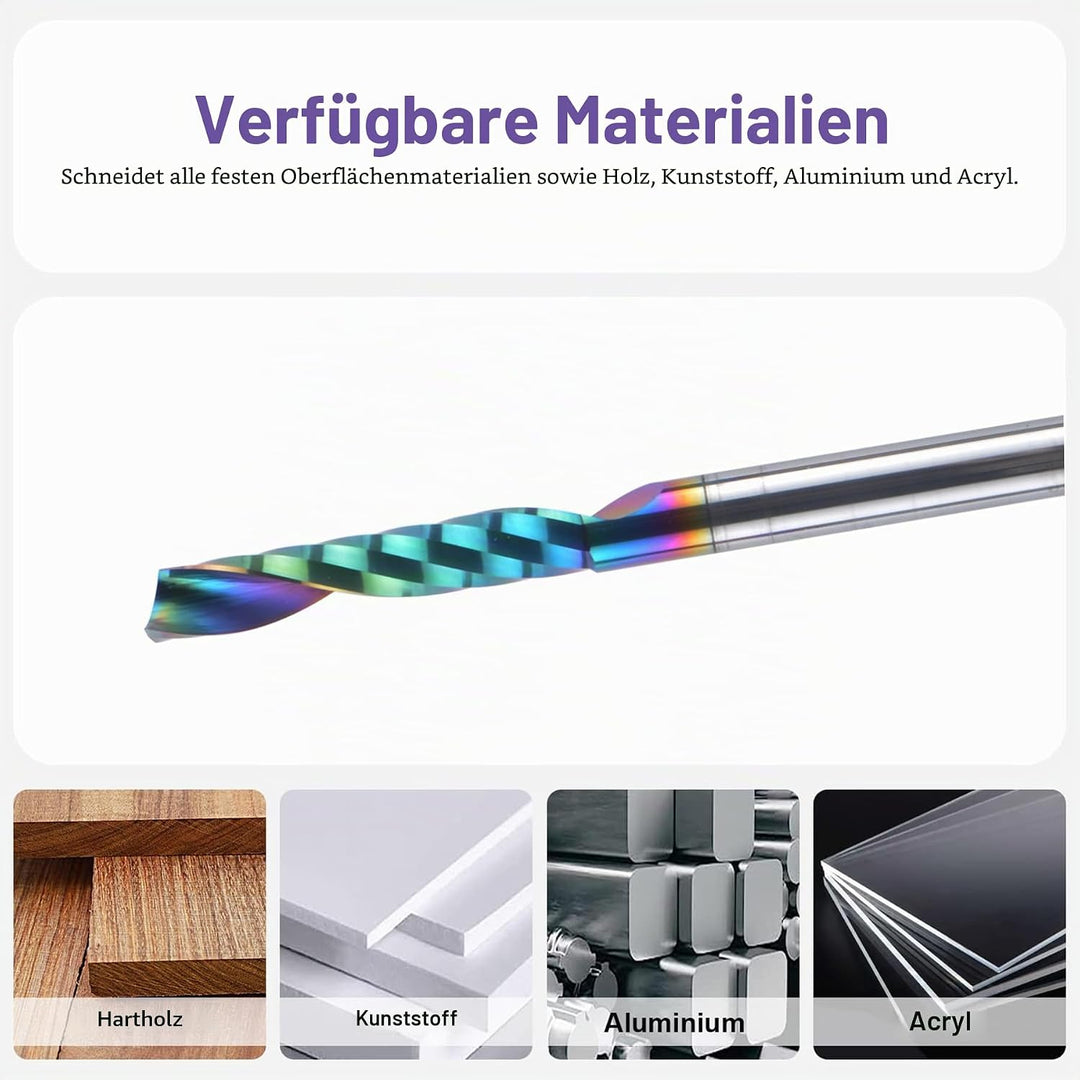 SpeTool 5 Stück Alu Fräser 4 mm Schaft CNC Holz VHM 22 mm Schnittlänge Schaftfräser mit DLC Beschich