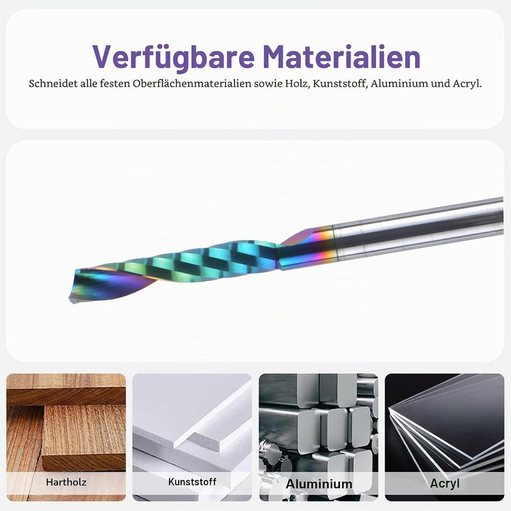 SpeTool 5 Stück Alu Fräser 4 mm Schaft CNC Holz VHM 22 mm Schnittlänge Schaftfräser mit DLC Beschich