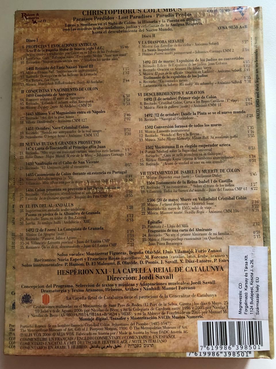 Christophorus Columbus, Audio-CD
