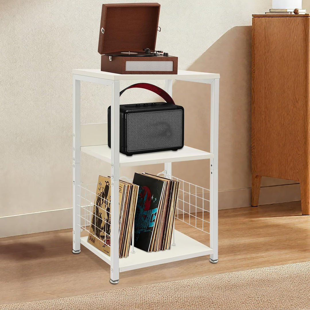 Möbelstück, Vinyl, weiss, 3 Ebenen, Eisen und MDF-Holz, Traglast 45 kg, 2