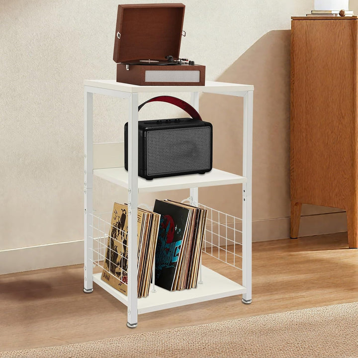 Möbelstück, Vinyl, weiss, 3 Ebenen, Eisen und MDF-Holz, Traglast 45 kg, 2