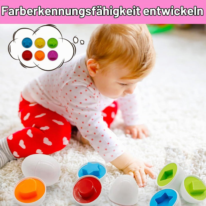 Passende Eier Montessori Spielzeug ab 1 Jahr, 12 Pcs Eier Spielzeuge Farbe und Form Erkennung Sorter