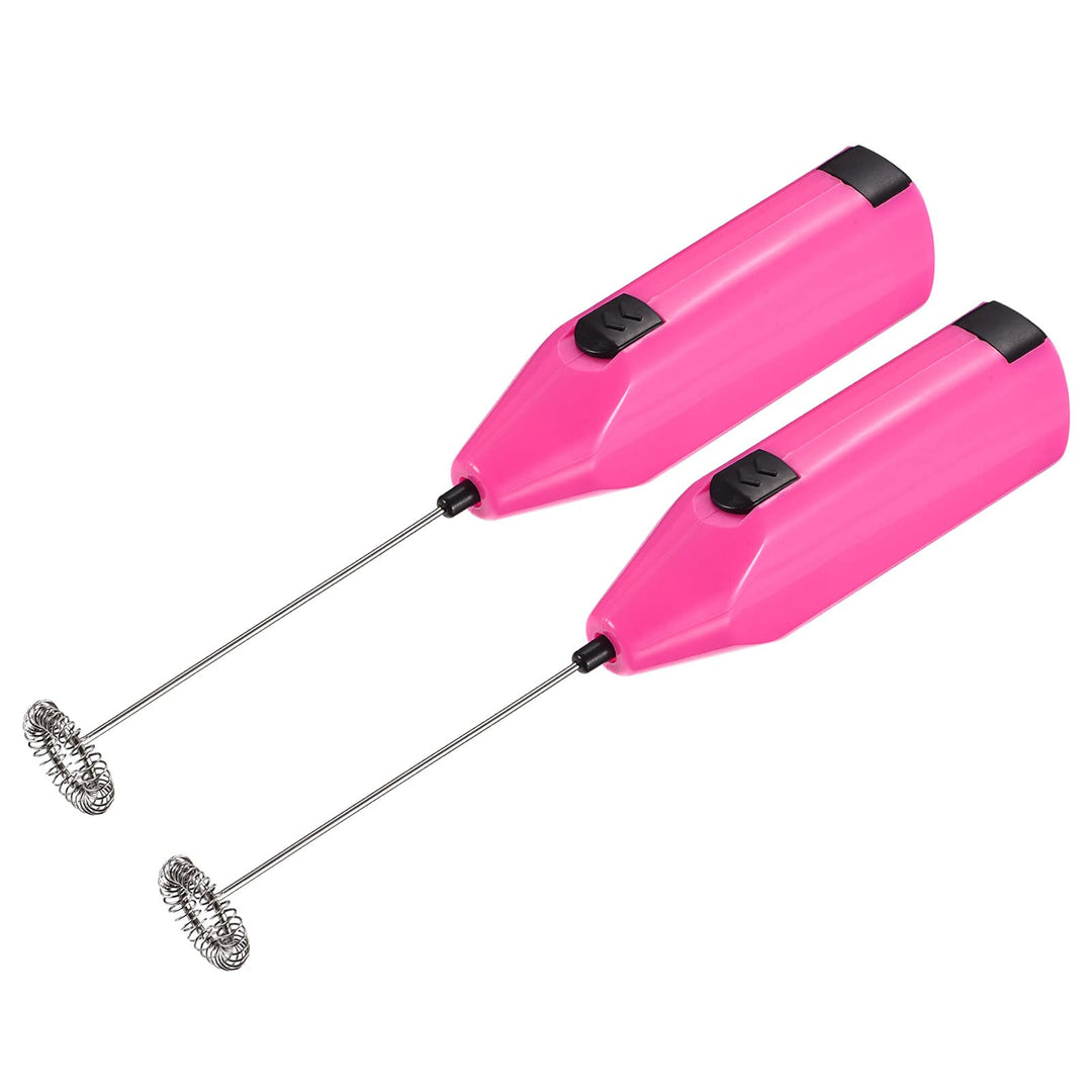 sourcing map 2 Stk Milchaufschäumer Elektrisch Stab Schneebesen Mini Rosa, Rosa