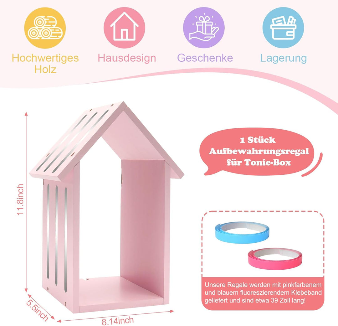 Taladad Regal kompatibel für Tonie Box 2/1,Tonie Figuren Regal, für Tonies und Toniebox Rosa, Rosa