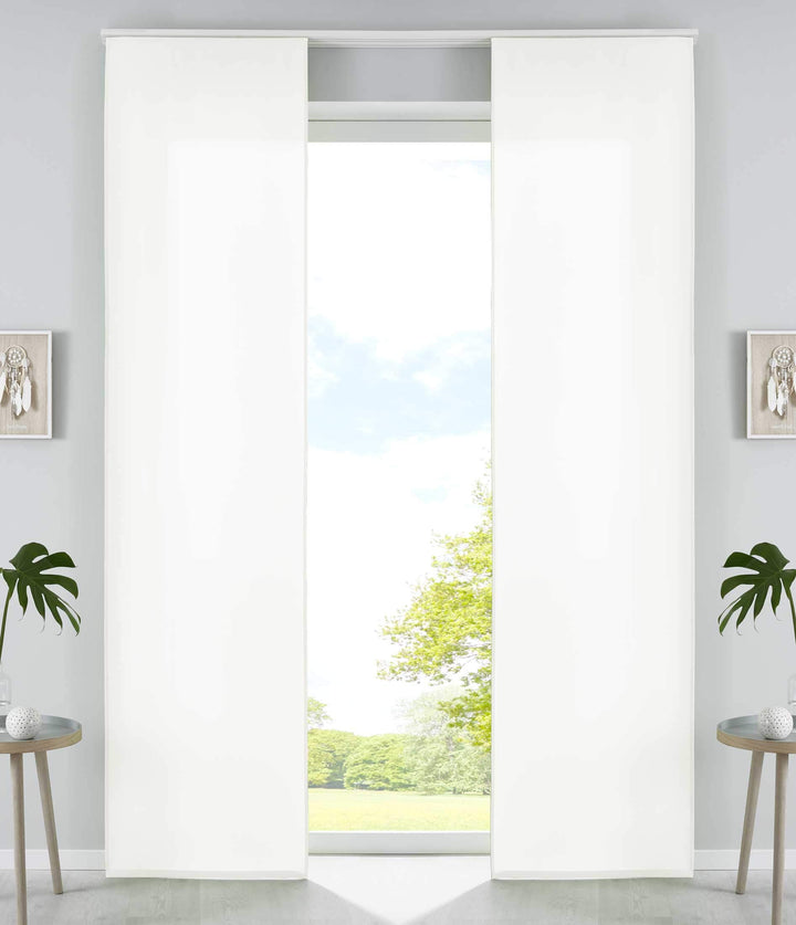 2er Set Schiebegardinen Flächenvorhänge Mikrofaser Vorhang Gardine Schiebe HxB 245x60 cm Creme Matt