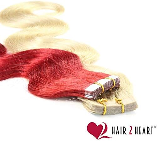 hair2heart Tape Extensions Echthaar Gewellt - 30 Tapes 2.5g 60cm 8/01 hellblond natur-asch 30 Strähn